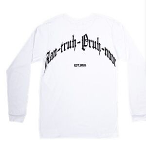 Classic White Long Sleeve Tee with Black Print